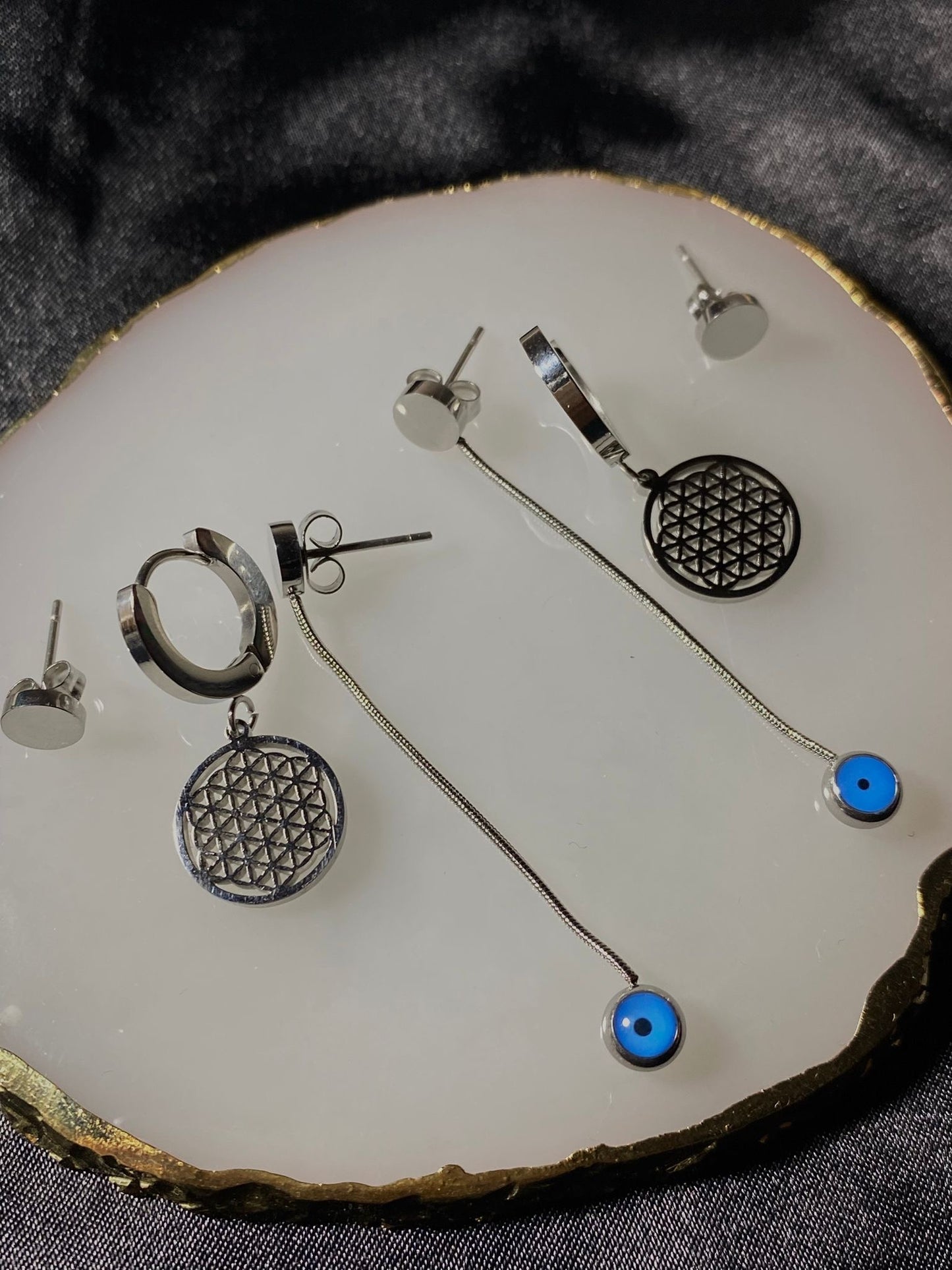 Çelik 3lü Nazar Etnik Küpe