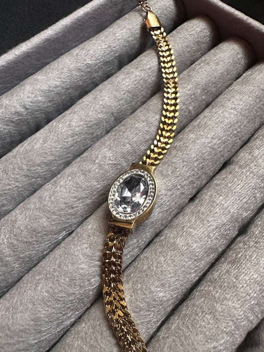 Baget Taşlı Çelik Bileklik