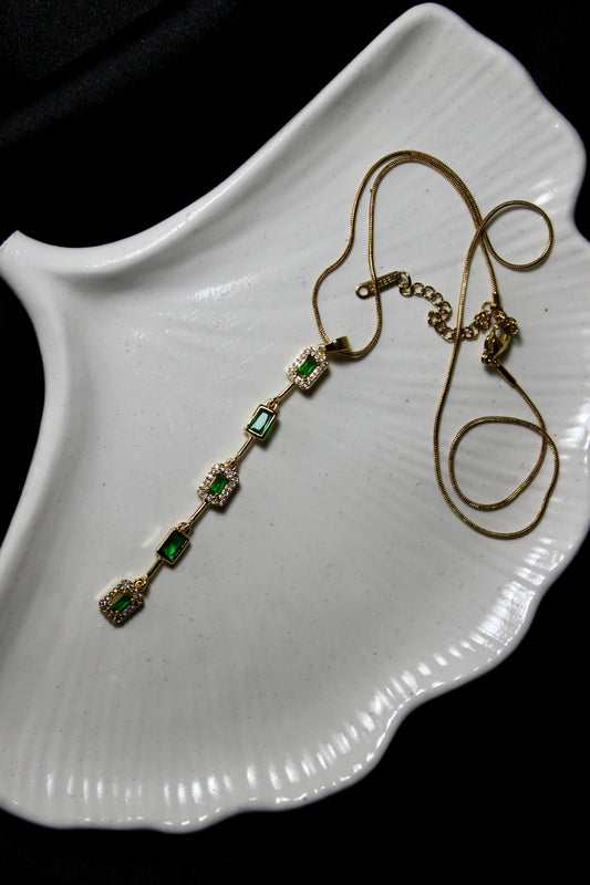 Taşlı Yeşil Y Kolye