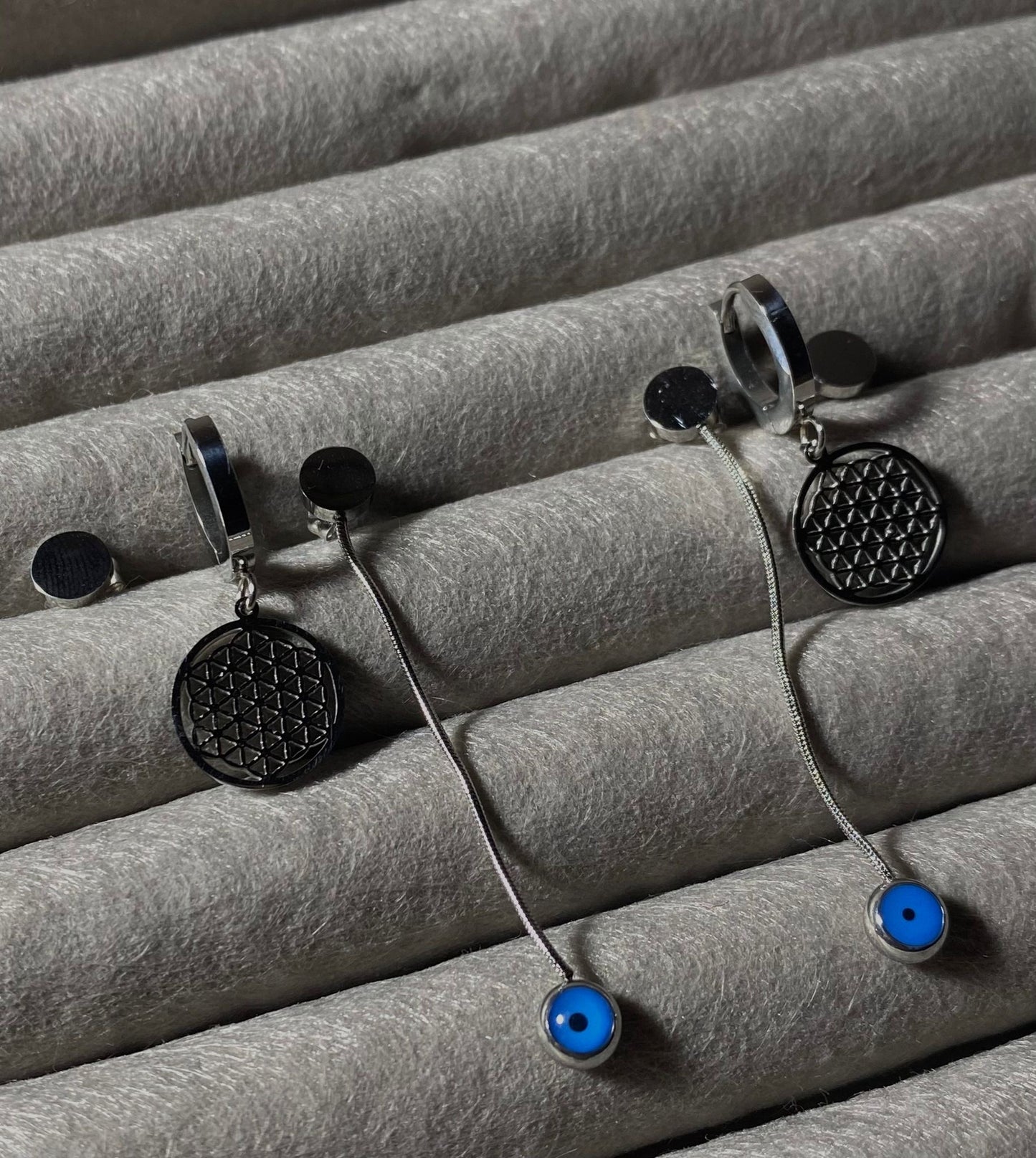 Çelik 3lü Nazar Etnik Küpe