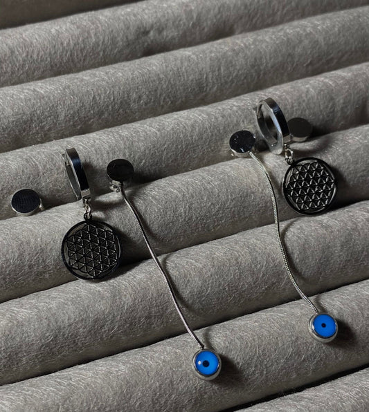 Çelik 3lü Nazar Etnik Küpe