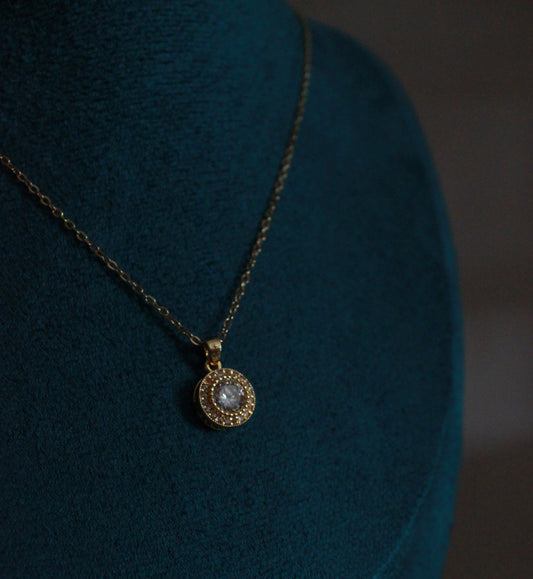 Gold çelik taşlı Kolye